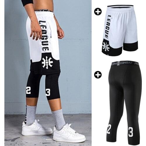 Compression Men Basketball shorts Sets Sports Gym Workout Shorts For Male Breathable Soccer Exercise Running Fitness tights
