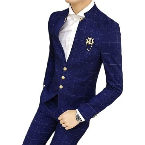 Fashion High-End Mens Blazers Coats Classic Business Wedding Grooms Dress Male Suits Jackets Black Navy Blue Casual jacket Men