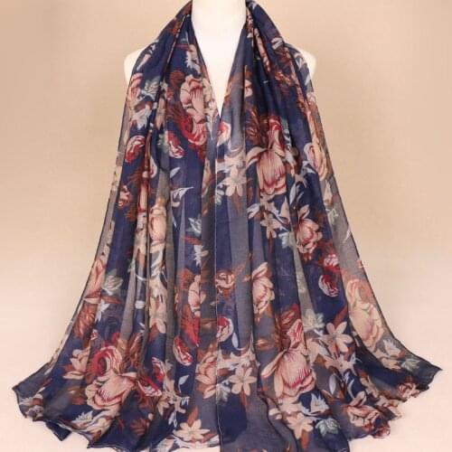 Fashion Women Printed Floral Scarves Hijabs Viscose Flower Shawls Muslim Head Wrap Fashion Scarves 180*85cm 10pcs/Lot Wholesale