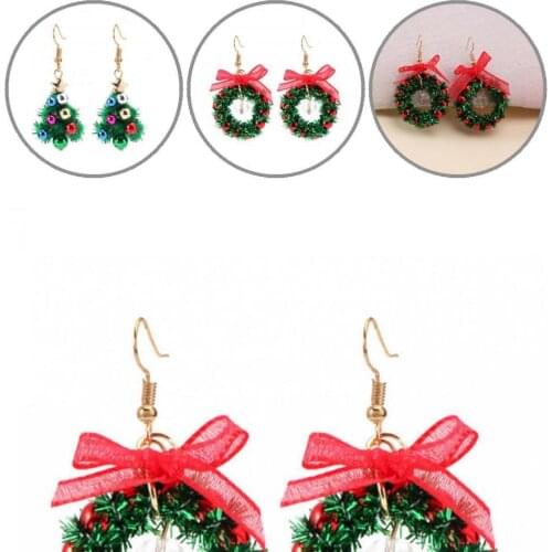 Fashion Attractive Christmas Tree Wreath Colorful Balls Earrings Lady Lady Earrings Christmas Tree Wreath Accessories