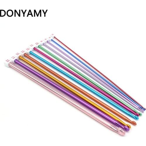 DONYAMY 1Set Multicolor Aluminum Crochet Hook Knitting Needles Kit Tools DIY Crafts Accessories For Sweater Weave Sets 2mm-8mm