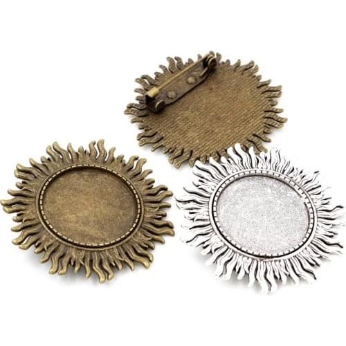 New Fashion 5pcs 25mm Inner Size Antique Silver Plated and Bronze Brooch Leaves Style Cabochon Base Setting