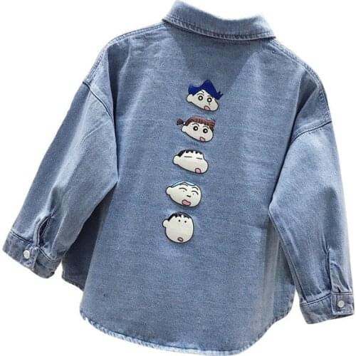 2021 Autumn Winter New Boys' Girls' Shirt Long Sleeve Coat Childrens Clothing Denim Jacket Shirt Korean Baby Top Windbreaker