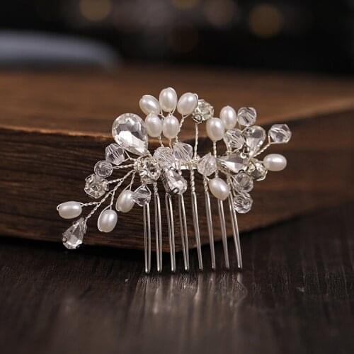 New Small Silver Color Hair Combs Pearls Crystal Handmade Wedding Hair Accessories Cute Girls Women Hair Jewelry Pageant Clips