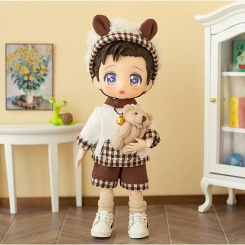 Ob11 baby clothes cute bear suit jacket pants hat for molly doll, P9, obitsu 11 clothes, GSC, 1/12bjd doll clothes accessories