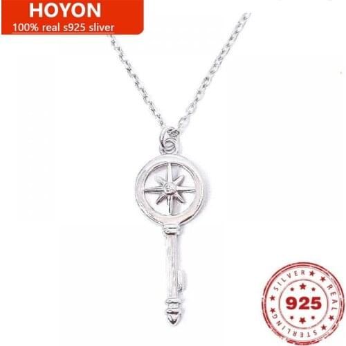 Sterling Silver S925 Pendant Necklace For Women Key Necklace Pendant Rose Gold White Gold Clavicle Chain Fine Jewelry Gift