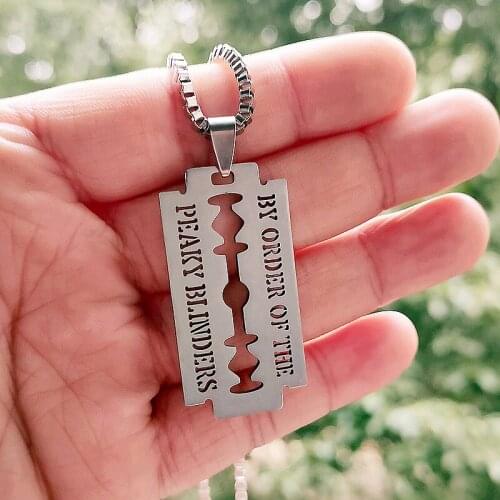 Adrien Brody Peaky Blinders Stainless Steel Necklace Razor Pendant Jewelry Necklaces Lettered BY ORDER OF THE PEAKY BLINDERS