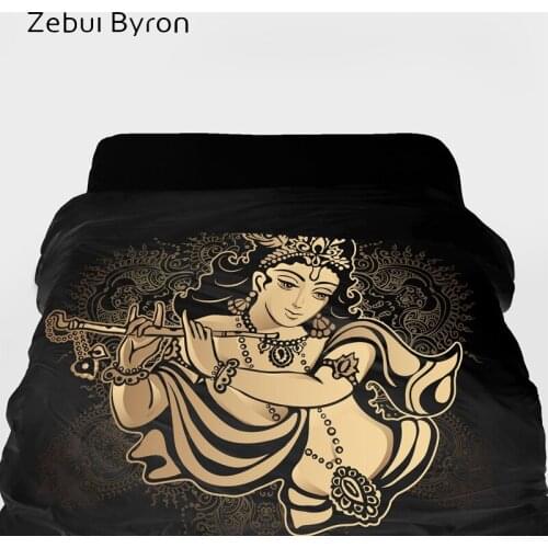 3D Duvet Cover King/Queen/Custom size,Quilt/Blanket/Comforter Cover 220x240,Black Golden Krishna Janmashtami Bedding,Drop ship