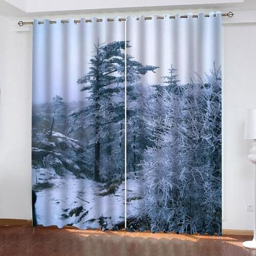 Custom winter snow curtains 3D Window Curtains For Living Room Bedroom Decoration curtains