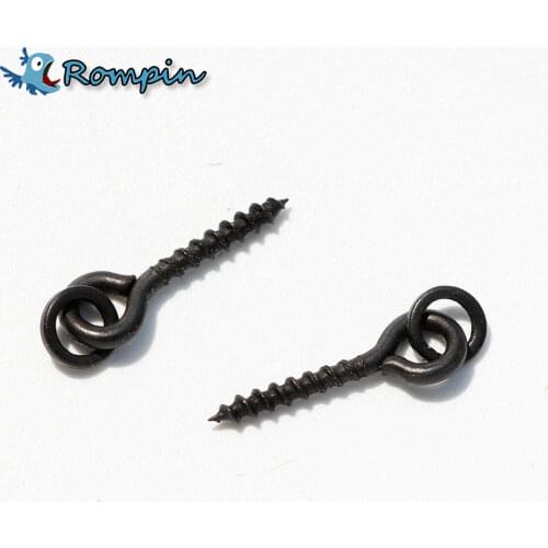 Rompin 30Pcs/bag Boilie Solid Ring Bait Screw Peg for Carp Fishing Mett Black Steel Screw Peg Terminal Tackle