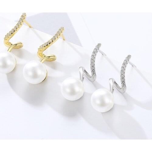 Luxury Pearl Earrings for Women 925 Silver Jewelry with Zircon Gemstone Drop Earrings Wedding Promise Party Ornaments Wholesale