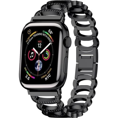 Luxury Diamond Strap for Apple Watch Band 40mm 38mm 42mm 44mm for iwatch 6/5/4/3/2/1 Metal Stainless Steel Loop Bracelet