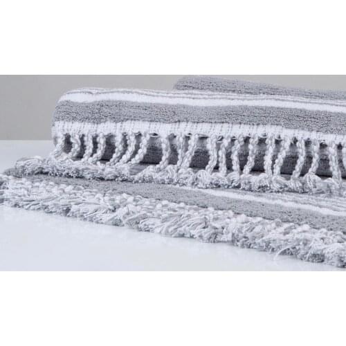 Gray Martil Bath Mat 2'li 40x60 + 60x90 Cotton Slip-Resistant Outsole Classic
