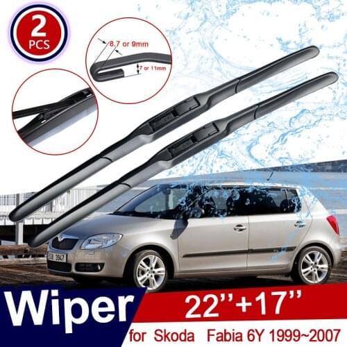 For Skoda Fabia 6Y 1999~2007 Car Wiper Blades MK1 Front Windscreen Wipers Car Accessories 2000 2001 2002 2003 2004 2005 2006