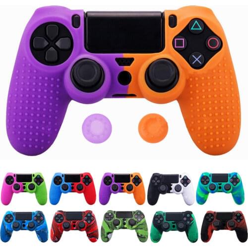 ZOMTOP Silicone Cover Skin for Dualshock 4 PS4 Pro Slim Controller Case and Thumb Grips Caps for PlayStation 4 Game Accessories