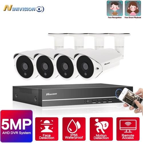 4CH 5MP DVR NVR Security Camera System H.265 Face Detection 5.0MP AHD Bullet Camera Indoor Outdoor CCTV Video Surveillance Kit