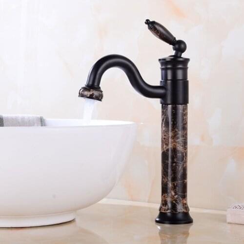 Basin Faucets Classic jade Antique Finish Brass Bathroom Sink Faucet Single Handle Hole Deck Mount Hot Cold Water Mixer Tap WC T