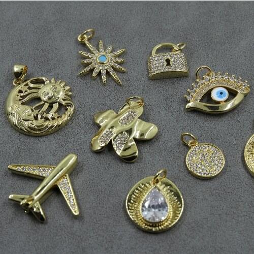 Turkey Eye Pendant or Jewelry Making Moon Star Butterfly Jewelry Charms Diy Earrings Necklace Bracelet Make Gold Copper Zircon