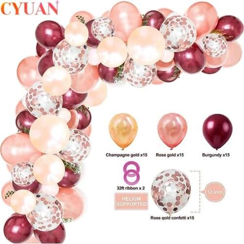 62pcs Rose Gold Confetti Balloon Set Metallic Chrome Ballon Birthday Deco Valentine Wedding Party Decoration Anniversary Globals