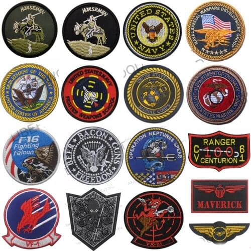 Horsemen Seal Team 3 Combat Embroidered Patch Tactical Military Decorative Patches Appliques Emblems Navy Fight Air Force Badges