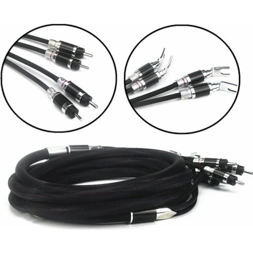 Pair Hi-End Furutech Speakerflux 04 Speaker Cable Carbon Fiber Spade to Banana HiFi Audio Line