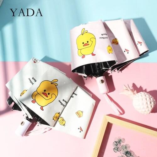YADA 2021 NEW Cartoon Cute Duck Umbrella Clear Folding Automatic Umbrellas For Children Women UV Lovely Rain Umbrella YD200138