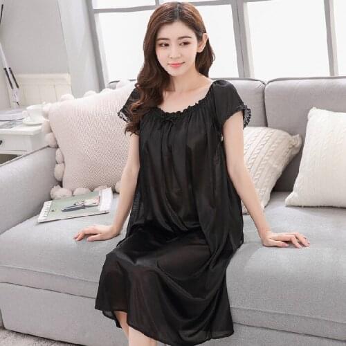 180 Wearable 10-Color 826# Pajamas Female Summer Large Size Viscose Nightgown Female Summer Thin Sexy Loose Short Sleeve