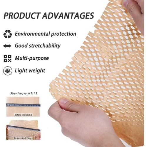 30cmx50m 1 Roll Honeycomb Cushioning CraftPaper Roll Eco-friendly Bubble Kraft Tissue Wrap for Diy Gift Packing and Moving Paper