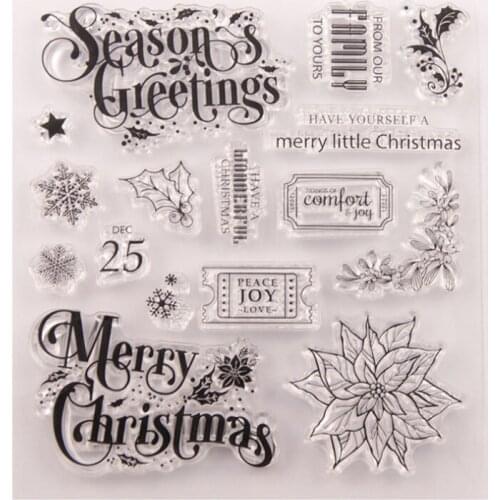 1pc Christmas Leaves Transparent Clear Silicone Stamp Seal DIY Scrapbook Rubber Stamping Coloring Embossing Diary Decor Reusable