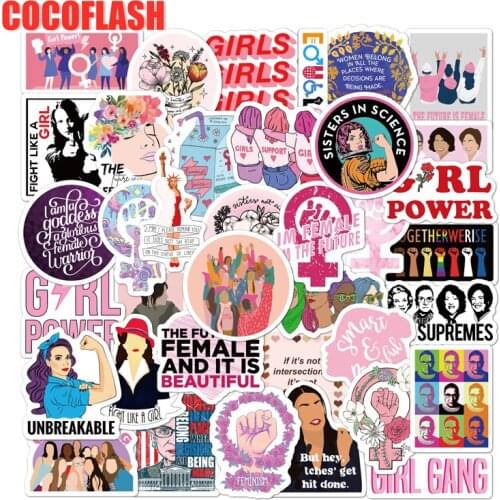 10/50 Pcs/lot Feminism Cartoon Inspirational Girl Equality Sticker For Trolley Kids Skateboard Luggage Helmet Laptop Case