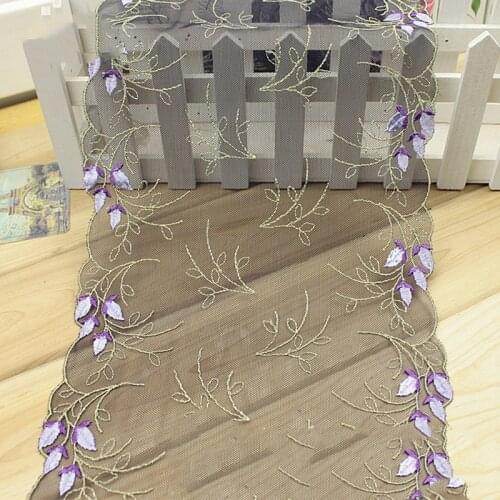 10Meters Bilateral Embroidered Lace Trim Navy Mesh For DIY Clothing Accessories Sewing Materials Laces Bra Underwear Fabric 21cm