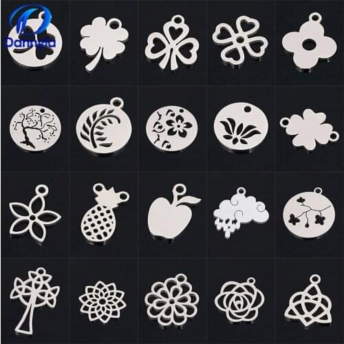 100pcs/lot Wholesale Stainless Steel Double Side Polishing Mix Style Charms Pendant DZ121-140