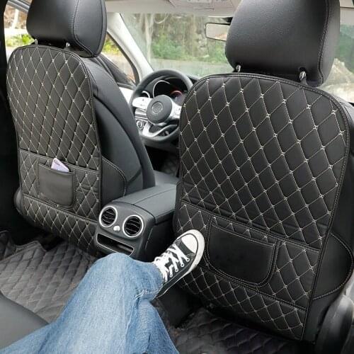 2021 PU Leather Anti-Child-Kick Pad Back Seat Protector Universal Auto Anti Mud Dirt Pads with Storage Protection for Car Seats