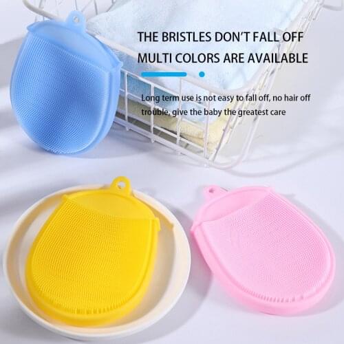 2021 New 1PC Soft Baby Bath Scrubber Face Body Cleansing Brush Pad Infant Shower Silicone Massge Scrubber