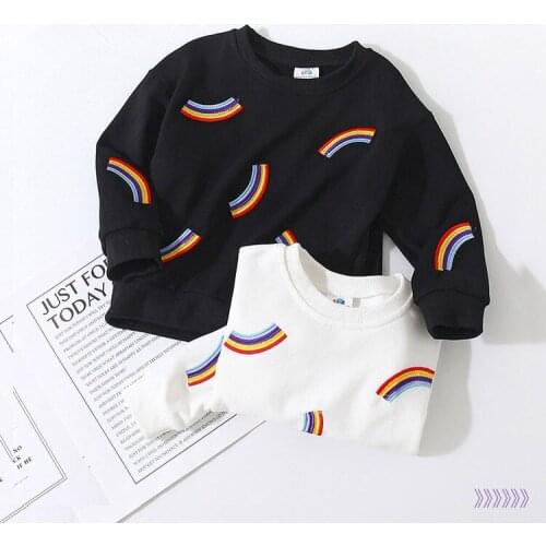 2021 Rainbow Sweatshirts Baby Girls Boys Hoodies Toddler Kids Sweatshirts Childrens O Neck Long Sleeves Hoodies Clothes DE72