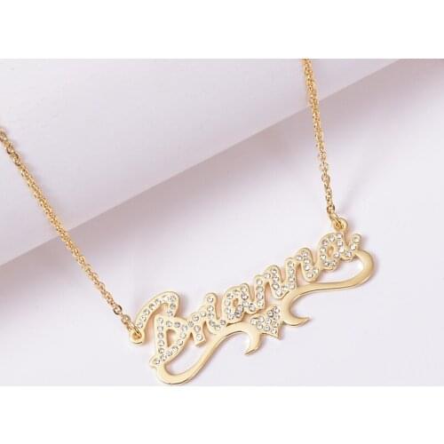 3UMeter Crystal Necklace Name Necklace Chocker Pendant Custom Necklaces Chain Zirconia Necklaces Personalized Stainless Steel