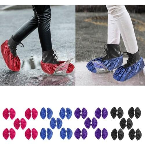 5 Pairs Premium Reusable Boot & Shoe Covers | Extra Thick Water-Resistant Protective Foot Booties, Non-Slip, Men/Women