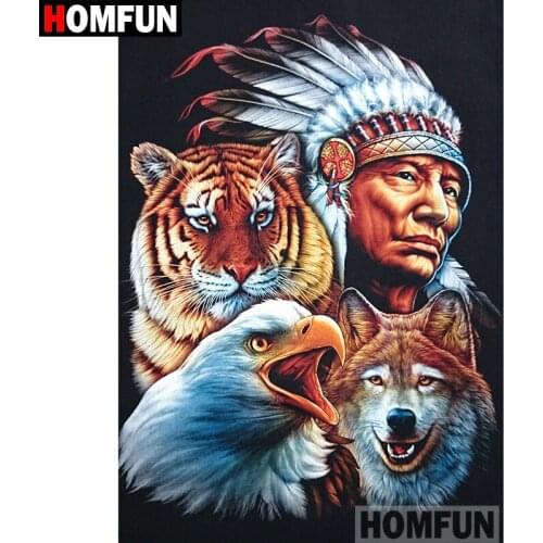 HOMFUN 5D DIY Diamond Painting Full Square/Round Drill "Man wolf" 3D Embroidery Cross Stitch gift Home Decor A01763