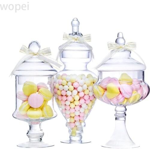 European Style Large Glass Candy Jar With Cover Storage Jar Dessert Table Soft Decorative Sugar Jar Sugar Jar Creative Ornament