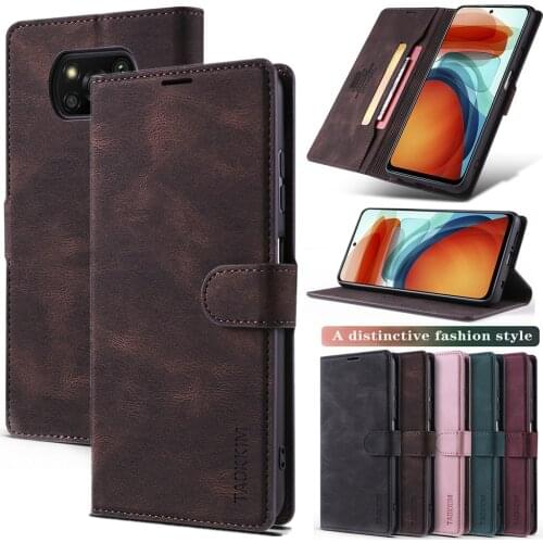 Poco X3 NFC Flip Lather Case for Xiaomi Redmi 9T Note 10 10S Pro Max K40 Matte Bag for Mi Poco X3 M3 F3 Card Solts Wallet Cover