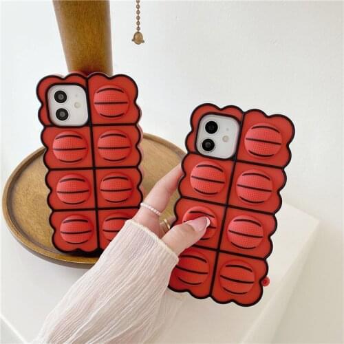 3D Basketball Phone Case for iPhone 12 11 Pro Max SE 2020 Reliver Stress Toys Soft Silicone Bounch Back Bubble Shockproof Cover