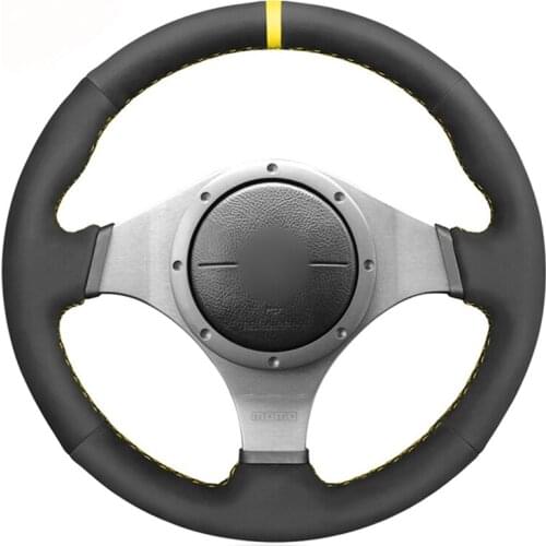 Black Suede Yellow Marker Car Steering Wheel Cover for Mitsubishi Lancer Evolution 8 VIII Lancer Evolution 9 IX 2003 2004 - 2007