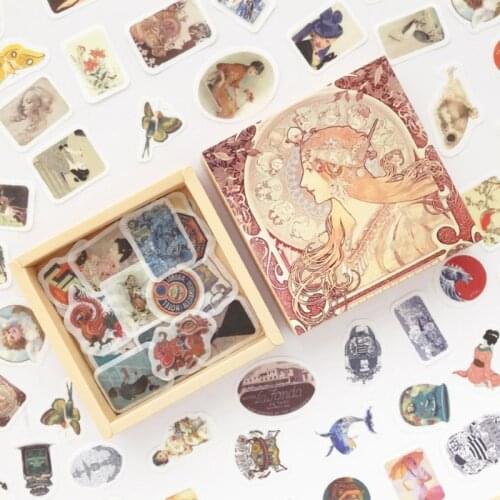 200pcs/pack Vintage series Journal Decorative Stickers Scrapbooking Stick Label Diary Album Stationery Retro girl flower Sticker