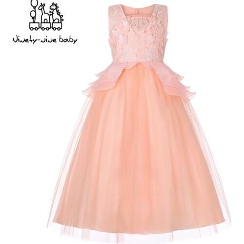 Kids Bridesmaid Girls Long Dress For Wedding Party Dresses Christmas Girl Costume Princess Children Fancy Costume Prom Designs