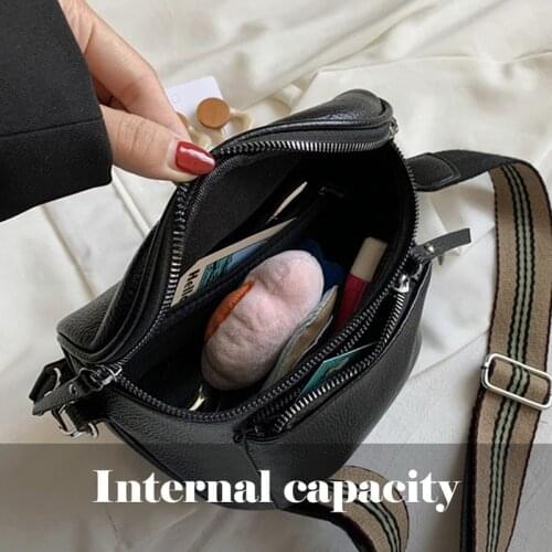 2021 Designer Crossbody Bag Pu Leather Soft Messenger Bags For Ladies Zipper Wide Shoulder Strap Mini Retro Bag Female Bags