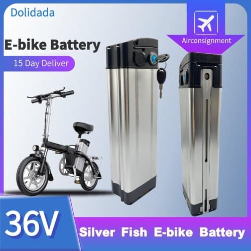Dolidada 36V 48V 52V Silver fish style Electric Bike battery 36 Volt 20AH 50AH 36V 500W lithium battery with Aluminum case