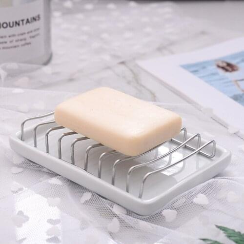 Porcelain Soap Holder Double Layer Draining Non-slip Plastic Soap Box Home Kitchen Bathroom Storage Tools
