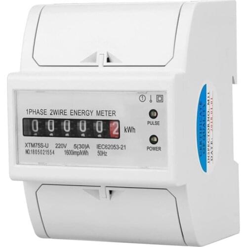 XTM75S-U Electric Energy Meter AC 220V DIN Rail Meter Digital 1-Phase Meter 2-Wire 4P (5 (30) A)