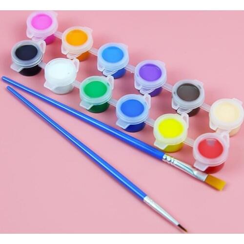 Solid 12 Multicolor Watercolor Pigment Ceremics Pottery Paint Brush DIY Art Crafts Set Kids Toy