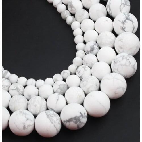 Dull polish matte white turquoises howlite round beads 4/6/8/10mm natural stone beads for jewelry making beaded bracelet 15 Inch